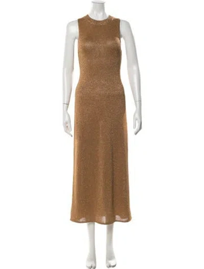 Pre-owned Sézane Printed Long Dress In Brown/metallic
