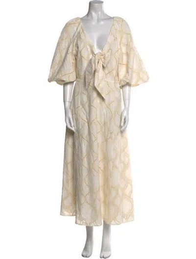 Pre-owned Sézane Printed Long Dress In Neutral