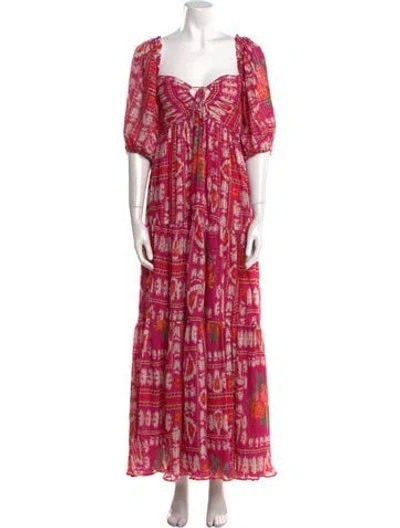 Pre-owned Sézane Printed Long Dress In Pink