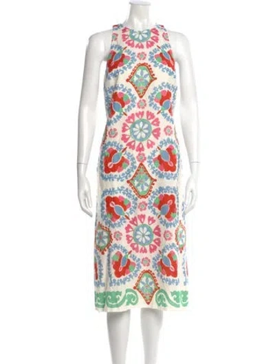 Pre-owned Sézane Printed Long Dress W/ Tags In White