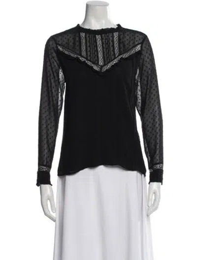 Pre-owned Sézane Printed Long Sleeve Blouse In Black