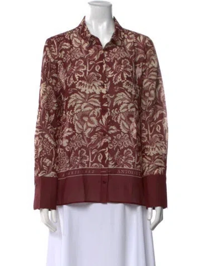 Pre-owned Sézane Printed Long Sleeve Blouse In Multi