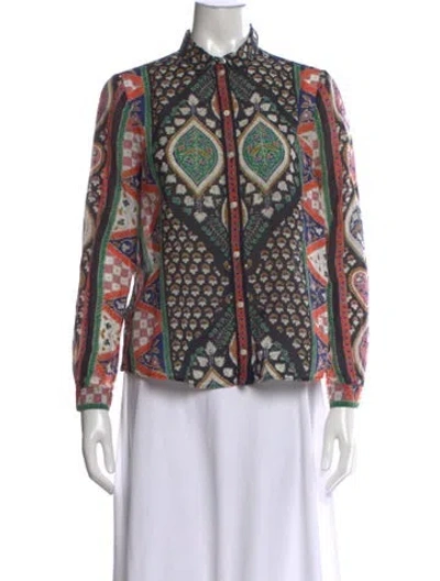 Pre-owned Sézane Printed Long Sleeve Blouse In Multicolor