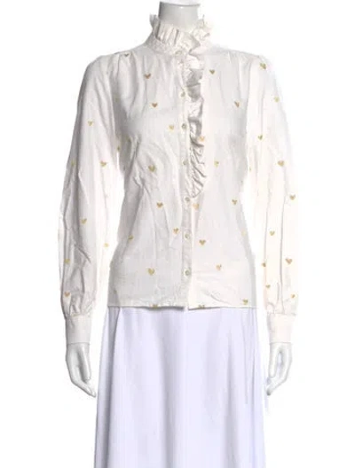 Pre-owned Sézane Printed Long Sleeve Blouse In Neutral