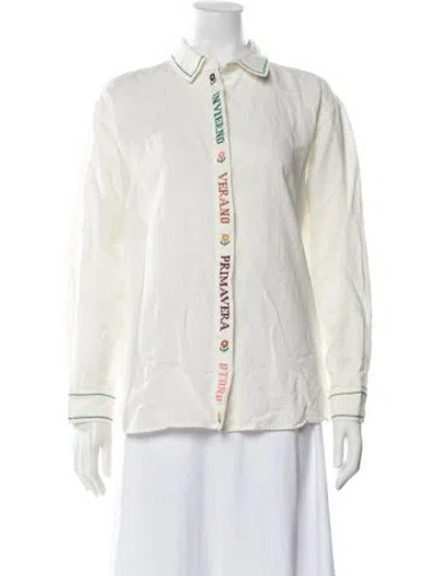 Pre-owned Sézane Printed Long Sleeve Blouse In Neutrals