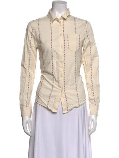 Pre-owned Sézane Printed Long Sleeve Blouse In Neutrals