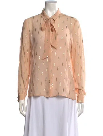 Pre-owned Sézane Printed Long Sleeve Blouse In Pink