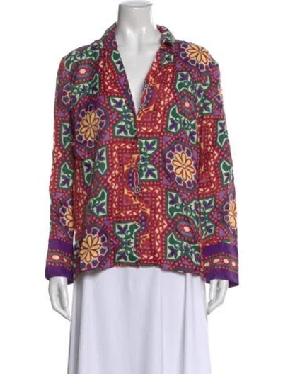 Pre-owned Sézane Printed Long Sleeve Blouse W/ Tags In Multi