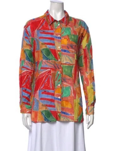 Pre-owned Sézane Printed Long Sleeve Button-up Top In Multi