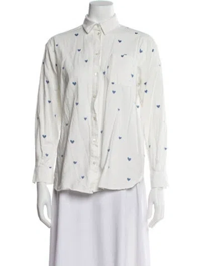 Pre-owned Sézane Printed Long Sleeve Button-up Top In Neutral