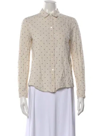 Pre-owned Sézane Printed Long Sleeve Button-up Top In Neutral
