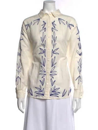 Pre-owned Sézane Printed Long Sleeve Button-up Top In Neutral