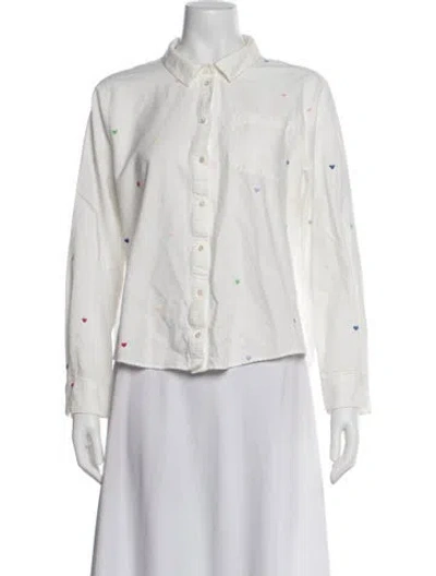 Pre-owned Sézane Printed Long Sleeve Button-up Top In Purple