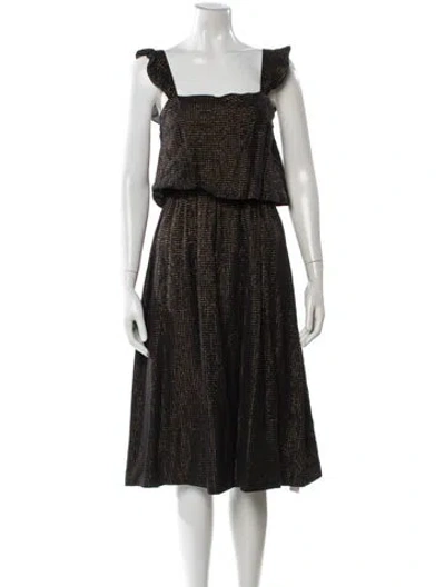 Pre-owned Sézane Printed Midi Length Dress In Black
