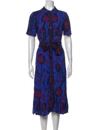 Pre-owned Sézane Printed Midi Length Dress In Blue