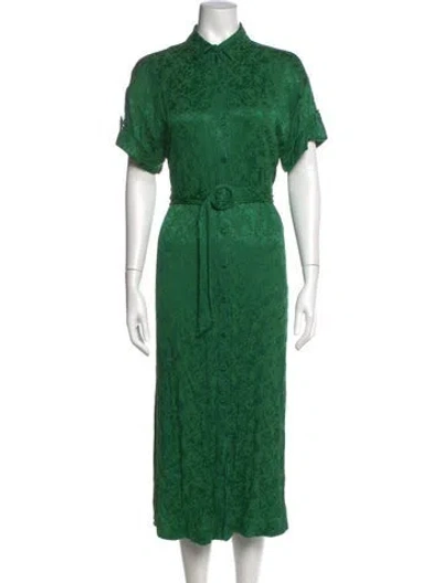 Pre-owned Sézane Printed Midi Length Dress In Green