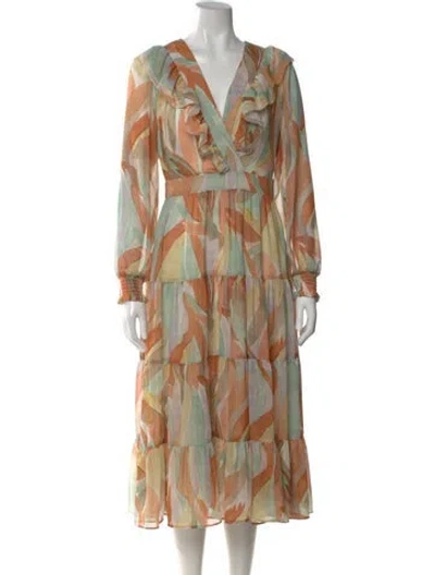 Pre-owned Sézane Printed Midi Length Dress In Orange