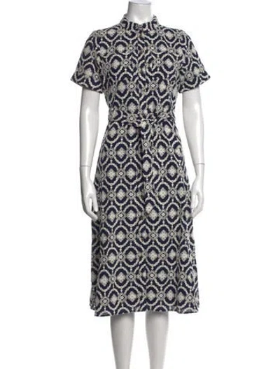 Pre-owned Sézane Printed Midi Length Dress W/ Tags In Blue