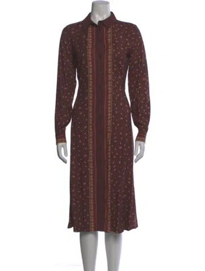 Pre-owned Sézane Printed Midi Length Dress W/ Tags In Brown
