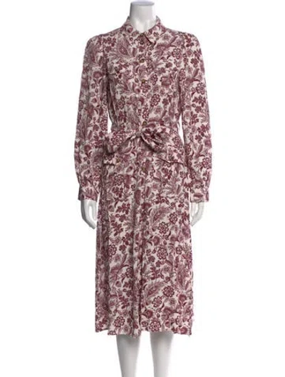 Pre-owned Sézane Printed Midi Length Dress In White