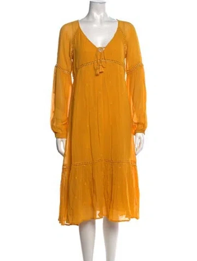 Pre-owned Sézane Printed Midi Length Dress In Yellow