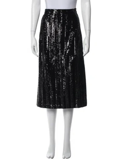 Pre-owned Sézane Printed Midi Length Skirt In Black