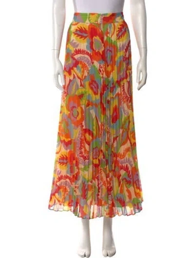 Pre-owned Sézane Printed Midi Length Skirt In Orange