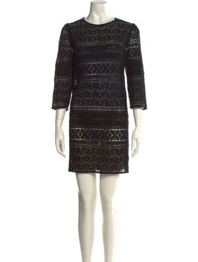 Pre-owned Sézane Printed Mini Dress In Black