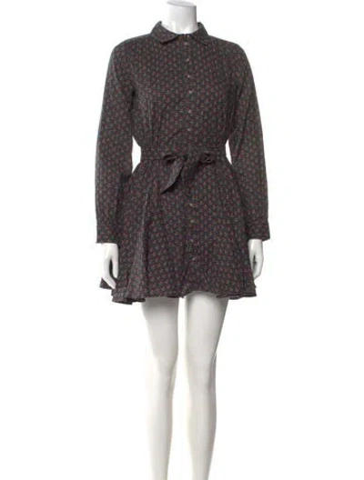 Pre-owned Sézane Printed Mini Dress In Black
