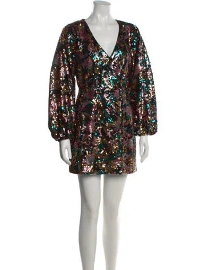 Pre-owned Sézane Printed Mini Dress In Black