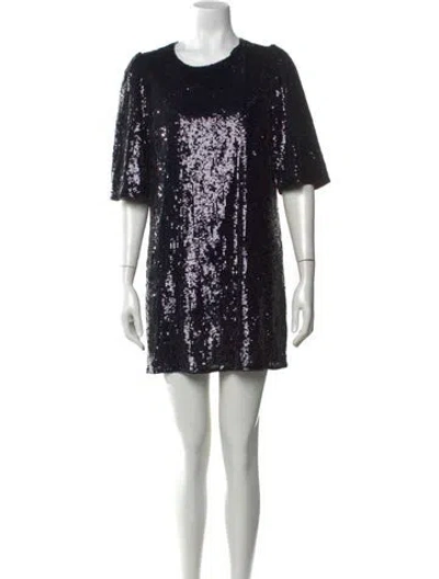 Pre-owned Sézane Printed Mini Dress In Black