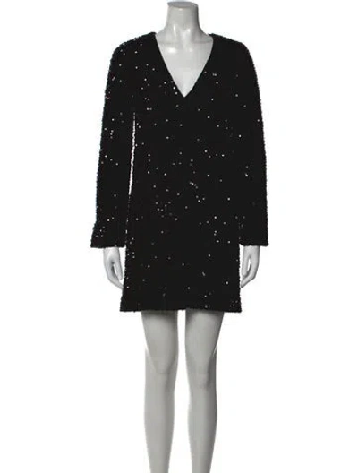 Pre-owned Sézane Printed Mini Dress In Black