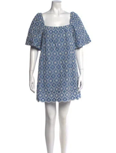 Pre-owned Sézane Printed Mini Dress In Blue