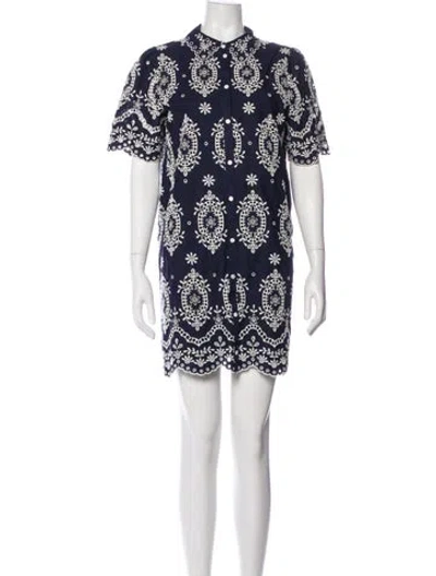 Pre-owned Sézane Printed Mini Dress In Blue
