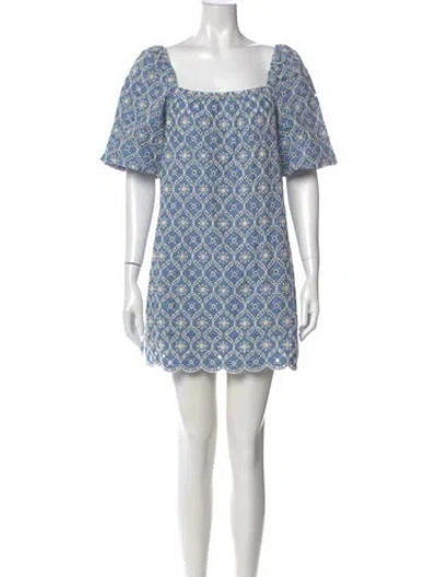 Pre-owned Sézane Printed Mini Dress In Blue