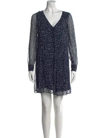 Pre-owned Sézane Printed Mini Dress In Blue