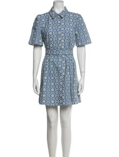 Pre-owned Sézane Printed Mini Dress In Blue