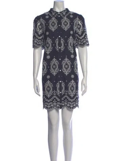 Pre-owned Sézane Printed Mini Dress In Blue