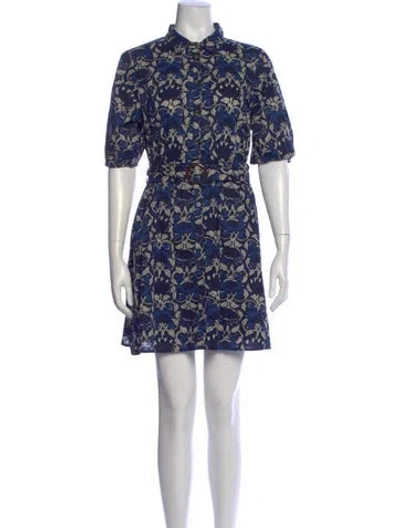 Pre-owned Sézane Printed Mini Dress In Blue