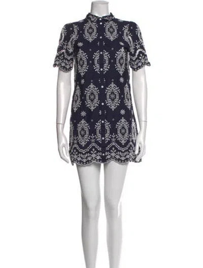 Pre-owned Sézane Printed Mini Dress In Blue