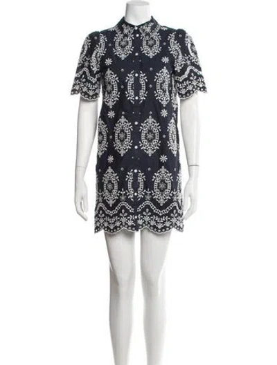 Pre-owned Sézane Printed Mini Dress In Blue