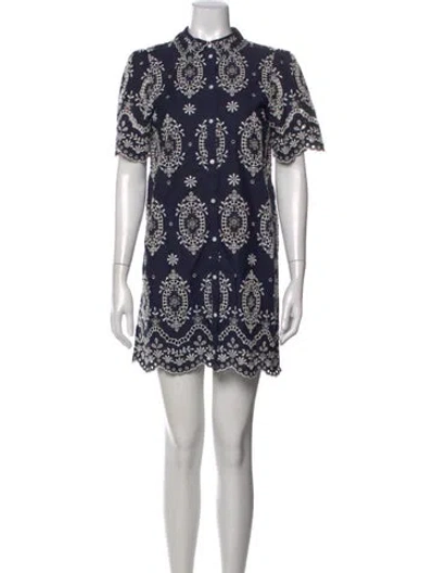 Pre-owned Sézane Printed Mini Dress In Blue
