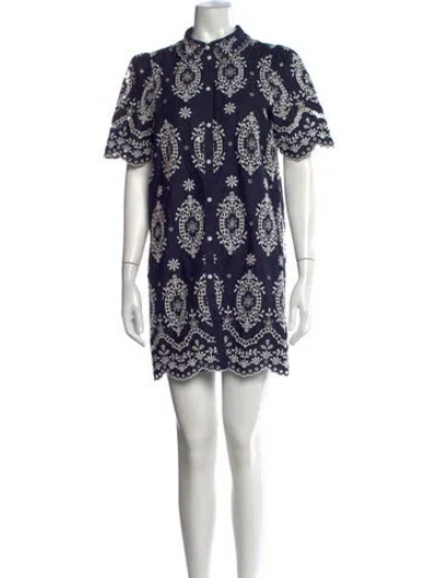 Pre-owned Sézane Printed Mini Dress In Blue