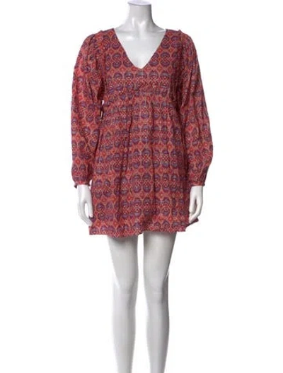 Pre-owned Sézane Printed Mini Dress In Purple