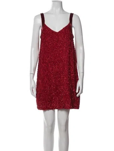 Pre-owned Sézane Printed Mini Dress In Red