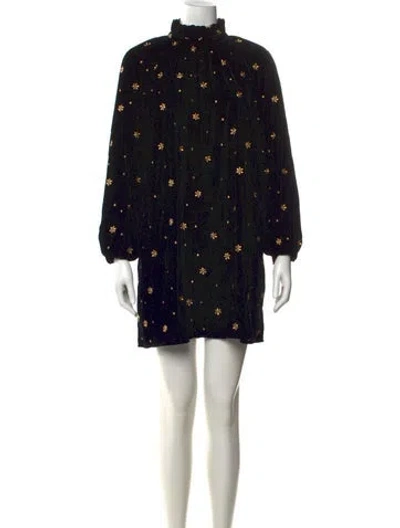 Pre-owned Sézane Printed Mini Dress W/ Tags In Black