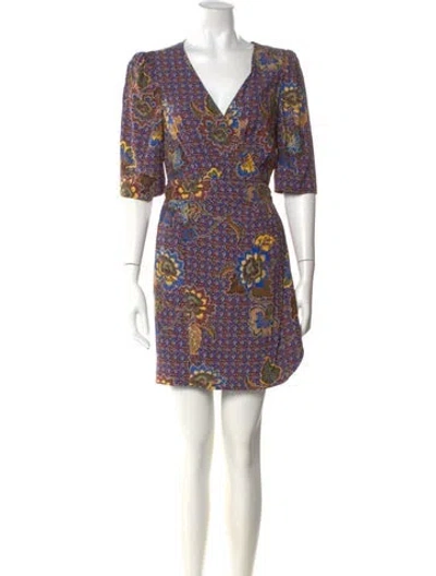 Pre-owned Sézane Printed Mini Dress W/ Tags In Blue