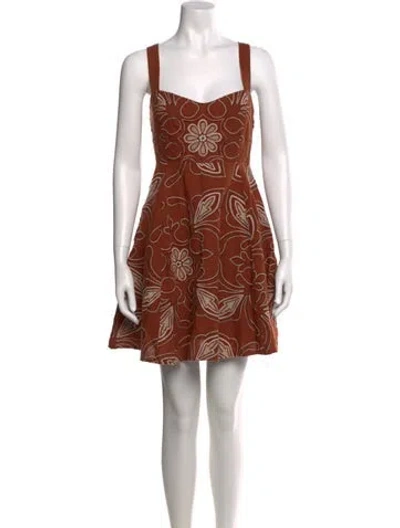 Pre-owned Sézane Printed Mini Dress W/ Tags In Brown