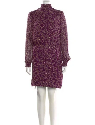 Pre-owned Sézane Printed Mini Dress W/ Tags In Purple