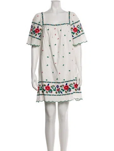 Pre-owned Sézane Printed Mini Dress In White